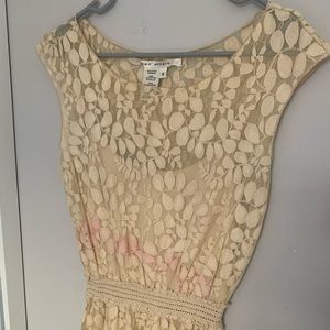 Cream leaf pattern dress